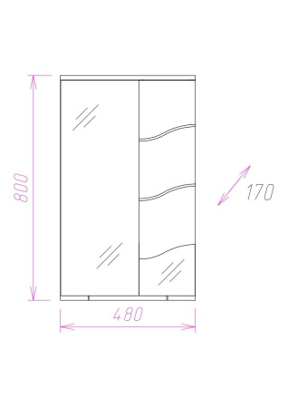Зеркало-шкаф Onika Лайн 204802 48х17х80 подвесной цвет белый