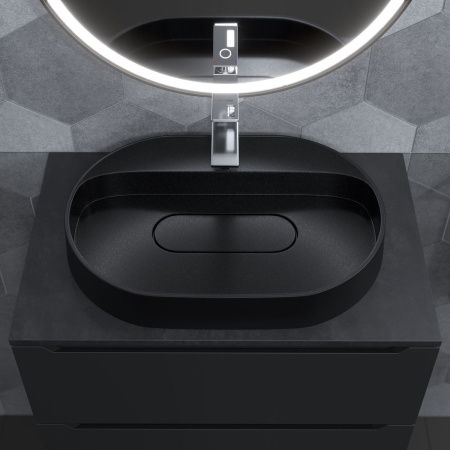 Раковина из искусственного камня Uperwood Tanos Quartz 291030523 60х40 накладная цвет черный