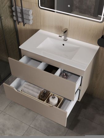 Тумба с раковиной Orange Line Li-70TuL+Ra 70х50 подвесная цвет бежевый