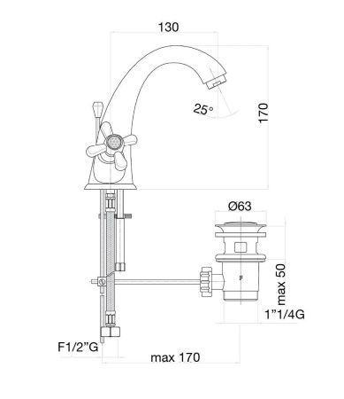 Смеситель Fiore 01CO0623 на раковину хром/золото
