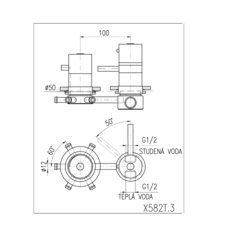 Смеситель для душа RavSlezak X582T встраиваемый в стену хром