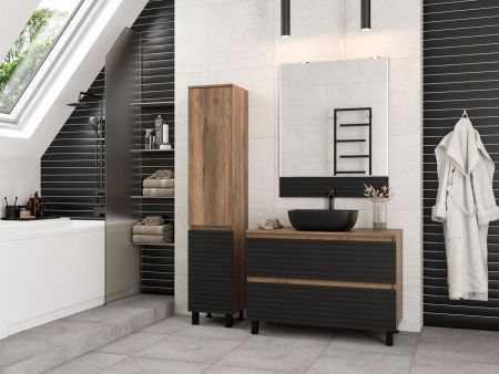 Шкаф-пенал Brevita Dakota DAK-050350-19/02Л 40х170 подвесной цвет черный/коричневый