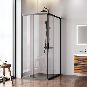 Душевой уголок Am.Pm Gem W90G-403-120290-BT 120х90 стекло прозрачное профиль черный матовый без поддона