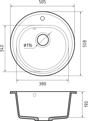 Кухонная мойка Granfest Rondo R-510 кашемир 51х51 цвет бежевый - фото 3