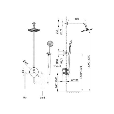 Душевая система Vincea Desire VSFW-1D1BG встраиваемая в стену цвет золото