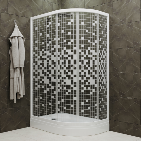 Душевой уголок Тритон Коралл Щ0000061780 120х80 стекло с рисунком профиль белый с поддоном