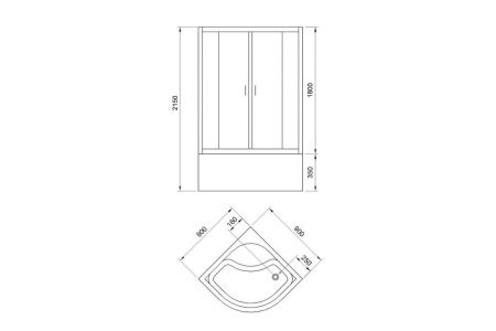 Душевая кабина Royal Bath FATO RB90CK-TG-BL FATO 90х90 четверть круга с крышей ориентация универсальная
