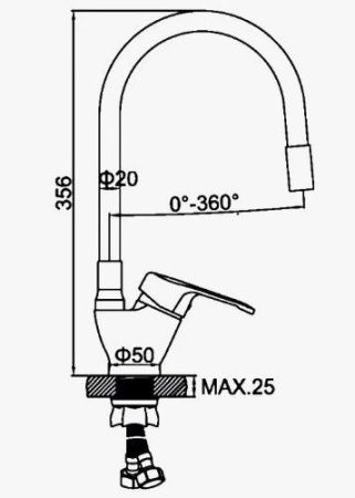 Смеситель для кухни D-Lin D150628-5C на мойку хром/зеленый