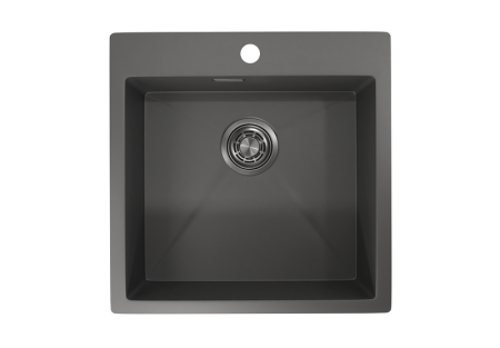 Кухонная мойка Granula 5151, ГРАФИТ МАТОВЫЙ 50х50 цвет черный поверхность матовая