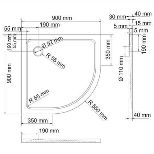 Душевой поддон WasserKRAFT Berkel 48T 48T01 90x90 искусственный камень белый - фото 3