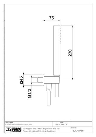 Душевой гарнитур Fiore Kube 30CR8785 настенный хром