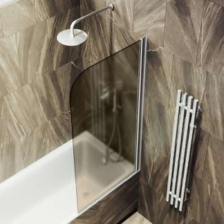 Душевая шторка на ванну Maybah Glass MGV-602-5 40х140 стекло тонированное профиль хром ориентация универсальная