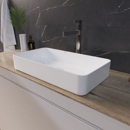 Раковина из сантехнического фаянса Grossman GR-3031 60х30 накладная цвет белый без отверстий под смеситель