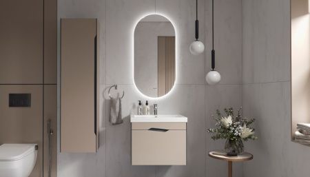 Шкаф-пенал Velvex Krona 360 серый камень 40х150 подвесной цвет серый