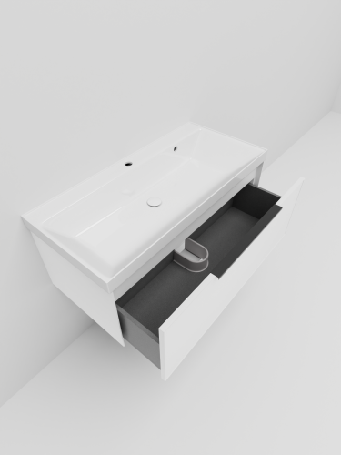 Тумба под раковину La Fenice Simpla FNC-01-SIM-B-100 100х44х35 подвесная цвет белый матовый - фото 3
