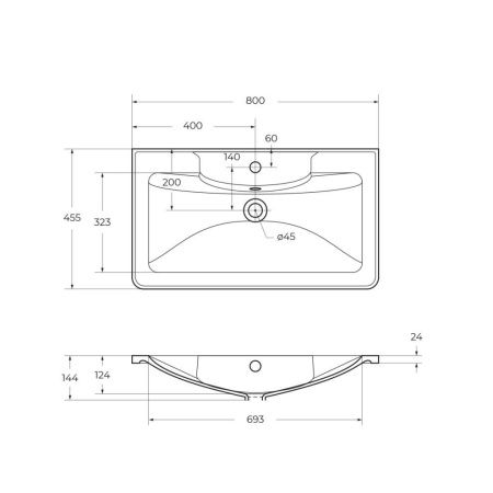Раковина из искусственного камня BelBagno BB800/455-LV-MR-ALR 80х50 накладная цвет белый 1 отверстие под смеситель