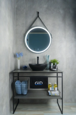 Раковина керамическая Gid Lago 52223 40х30 накладная цвет черный без отверстий под смеситель