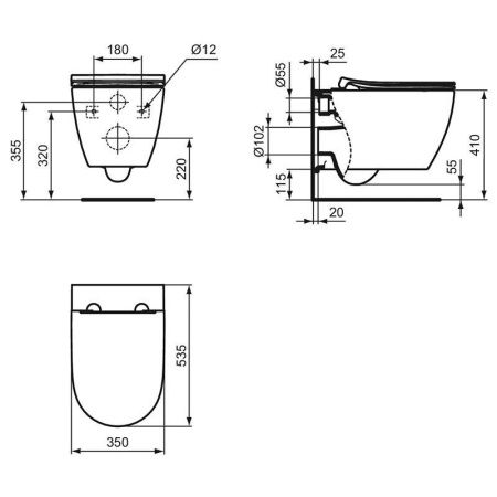 Унитаз подвесной Ideal Standard I.life O T568001 белый с сиденьем микролифт безободковый смыв торнадо
