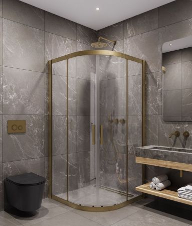 Душевой уголок Timo T45 100х100 стекло прозрачное профиль золото без поддона