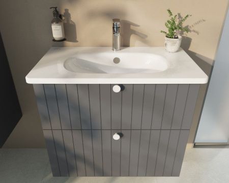 Тумба с раковиной Vitra Root Groove 69438 80х50 подвесная цвет серый