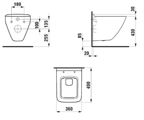 Чаша унитаза подвесная Laufen Palace 8.2070.3.000.000.1 цвет белый без сиденья каскадный смыв - фото 2