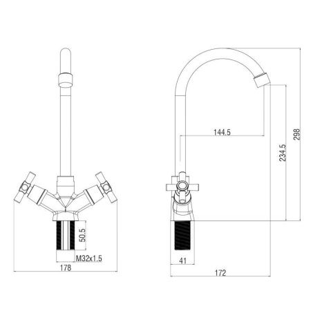 Смеситель для кухни Voda DV519 на мойку хром