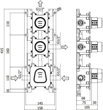Скрытая монтажная часть для смесителя Paffoni Modular Box MDBOX018