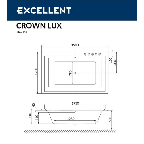 Ванна гидромассажная Excellent CROWN WAEX.CRO19.SMART.GL 190х120  прямоугольная - фото 3