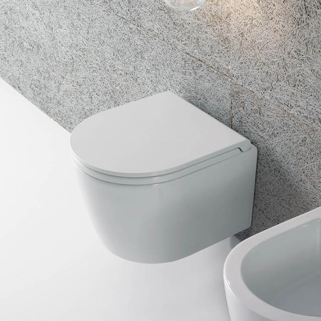 Чаша унитаза подвесная Globo Forty3 FOS06.BI цвет белый без сиденья безободковая душевой смыв