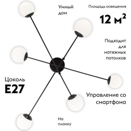 Люстра потолочная Eurosvet Netz (Нетз) 30181/6 черный Smart