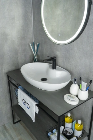 Раковина керамическая Gid Lago 51151 70х40 накладная цвет белый 1 отверстие под смеситель