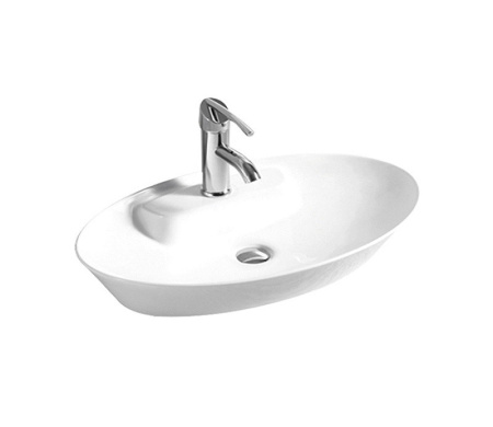 Раковина из санфаянса CeramaLux 9398 61х36 накладная цвет белый 1 отверстие под смеситель