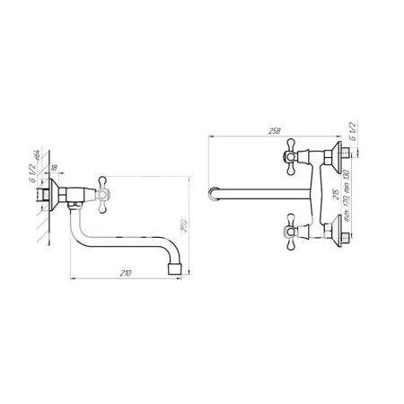Смеситель для кухни Сантаком 4608 настенный хром