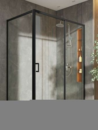 Душевой уголок Orange E23-15090TB 150х90 стекло прозрачное профиль черный без поддона