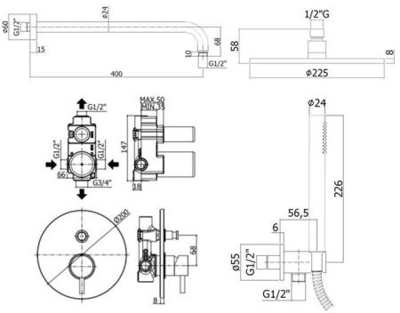 Душевая система Paffoni Light KITLIG015BO встраиваемая в стену цвет белый