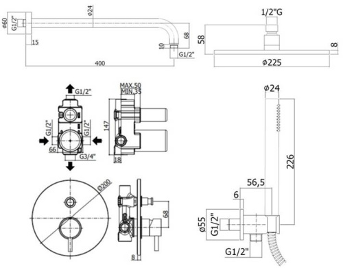 Душевая система Paffoni Light KITLIG015NO встраиваемая в стену - фото 4