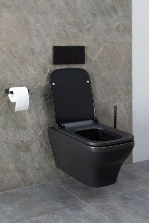 Чаша унитаза подвесная Allen Brau Infinity 4.21011.31 цвет черный без сиденья безободковая каскадный смыв