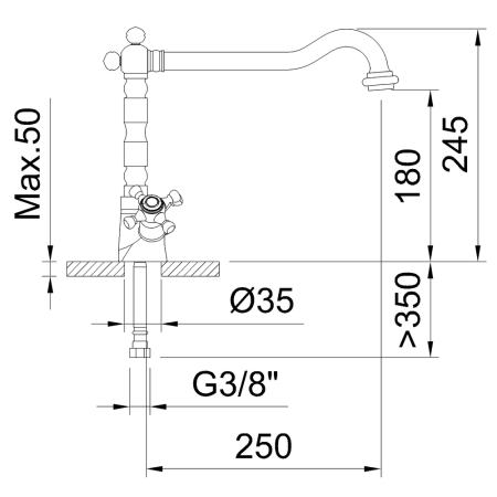Смеситель для кухни Clever WITH2 ANTIGONA 61772 на раковину хром