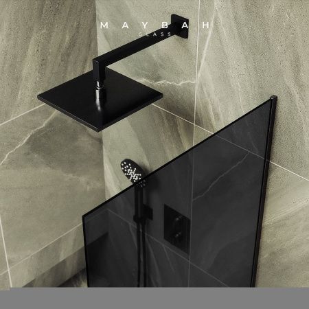 Душевая шторка на ванну Maybah Glass MGV-80-6у 60х140 стекло тонированное профиль черный ориентация универсальная