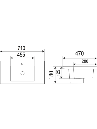 Раковина из сантехнического фаянса WeltWasser WW SK 10000005564 50 см встраиваемая цвет черный 1 отверстие под смеситель
