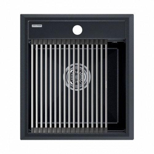 Мойка кухонная Paulmark PM114651-BLM+R375-BS 46х51 черный металлик/брашированная нержавеющая сталь - фото 2