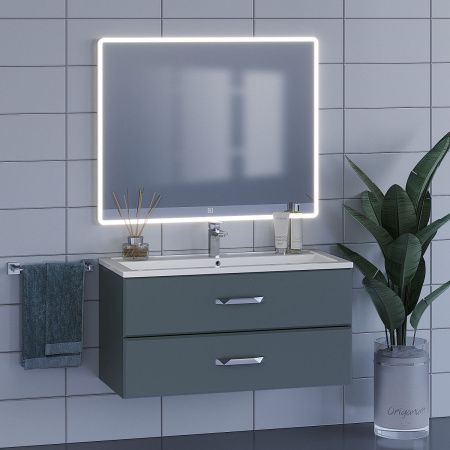 Тумба под раковину Uperwood Foster 291020524 100х50 подвесная цвет серый