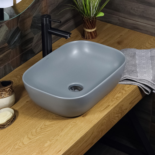 Раковина мебельная из санфаянса Melana 320328MG-805 46х33 накладная цвет серый - фото 2