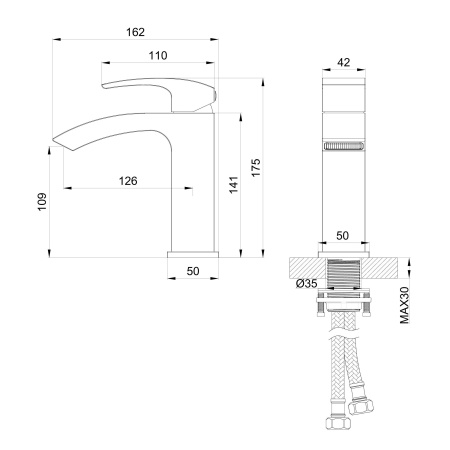 Смеситель Wonzon & Woghand Fit WW-88139009-BGM на раковину/столешницу графит