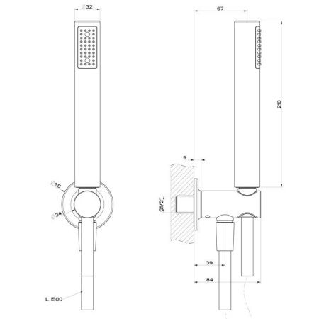 Душевой гарнитур Gessi Inciso 58123#299 настенный черный