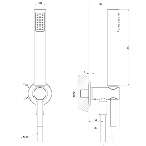 Душевой гарнитур Gessi Inciso 58123#299 настенный черный - фото 2 Душевой гарнитур Gessi Inciso 58123#299 настенный черный - фото 2