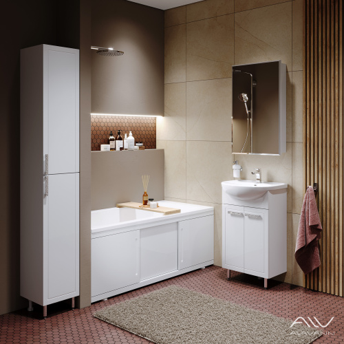 Тумба с раковиной Alavann Vittoria 50 ALV1012000 напольная белая с полками - фото 5