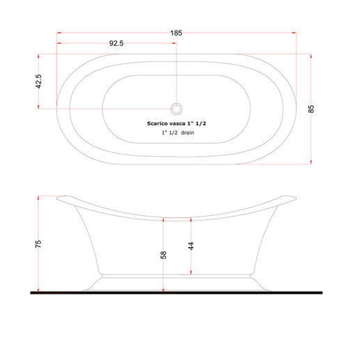 Ванна акриловая Gruppo Treesse Grand Soleil V1881 (V1881XBN800S) 185х85 отдельностоящая овальная - фото 5