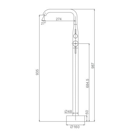 Смеситель для ванны и душа Raglo R20 R20.33.09 напольный графит