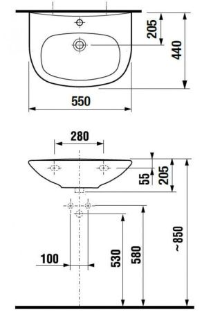 Раковина из сантехнического фарфора Jika Zeta 8103910001049 60х40 подвесная цвет белый 1 отверстие под смеситель